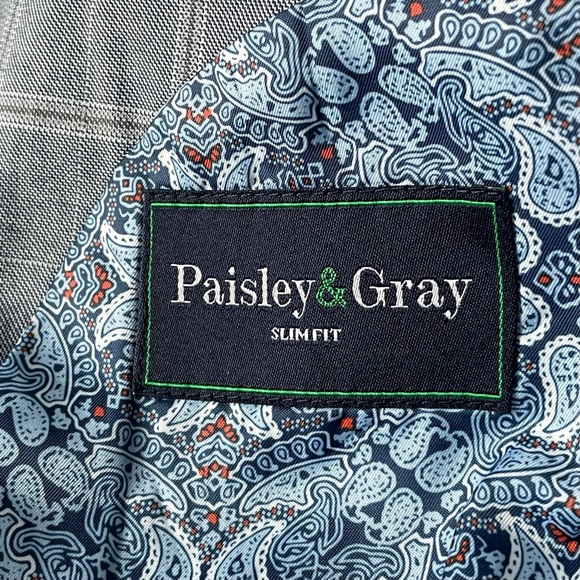 Paisley & Gray Slim Fit 2-Button Plaid Sport Coat Blazer Jacket 35408 - Picture 13 of 15